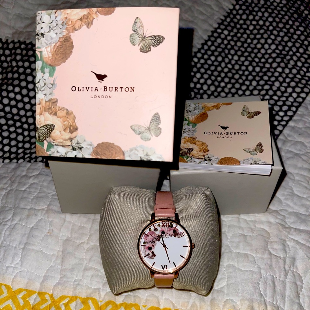 Olivia Burton signature dusty pink and rose gold watch
